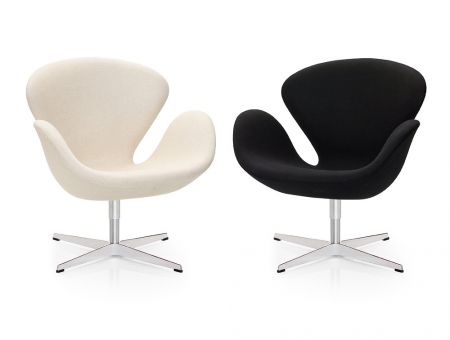 The SWAN™ Lounge chair (Der Schwan™) weiß und schwarzer Stoffbezug von Arne Jacobsen - © Republic of Fritz Hansen