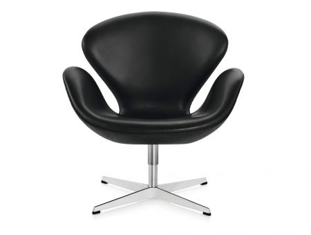 The SWAN™ Lounge chair (Der Schwan™) in schwarzem Leder von Arne Jacobsen - © Republic of Fritz Hansen