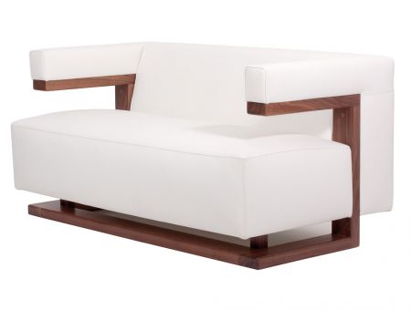 Gropius-Sofa 2-Sitzer in Cremeweiß, Rahmen in Nussbaum mit Lederbezug, Quelle: www.tecta.de © VG Bild-Kunst, Bonn 2018