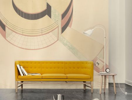 AJ5 "Mayor Sofa", Stoffbezug gelb, von Arne Jacobsen und Flemming Lassen, © &tradition, Kopenhagen